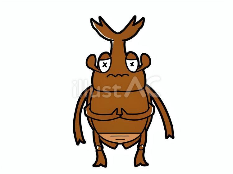 目がばってんのカブトムシくん カブトムシ,ばってん,茶色のイラスト素材