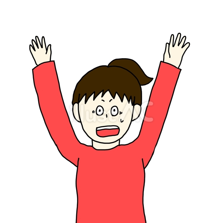 手を上げてびっくりする女性 女性,人物,シンプルのイラスト素材