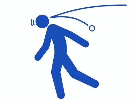 頭にボールが当たり転けそうになる人（青） ボール,頭,頭部,後頭部,痛い,打撲,頭部外傷,皮下血腫,骨折,脳震盪のイラスト素材