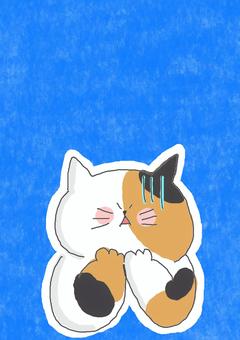 ショックを受ける三毛猫ちゃん ショックを受ける三毛猫ちゃん かわいい,ショック,がーん,がっかり,おどろく,びっくり,衝撃,不安,怖い,恐怖のイラスト素材