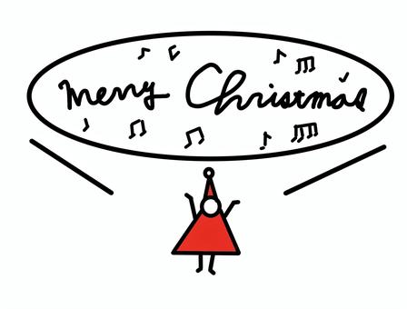 merry christmas 人物 人物,人,サンタ服,クリスマス,イメージ,吹きだし,アイコン,音符,手描き,シンプルのイラスト素材