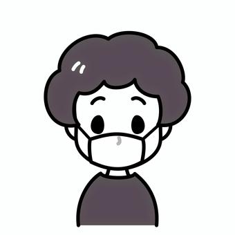 シニア女性　マスク　白黒 マスク,高齢者,白黒,予防,顔,病気,風邪,感染防止,女性,シニアのイラスト素材