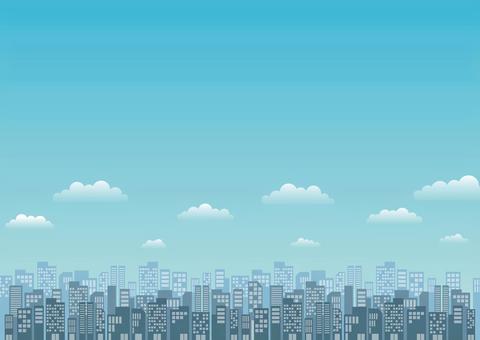 ビル背景　昼 ビル,ビル群,建物,高層ビル,都市,都会,背景,風景,昼,雲のイラスト素材