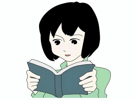読書のイラスト 人物,女性,読書,生活,日常,日常生活,本,イラスト,手描きのイラスト素材