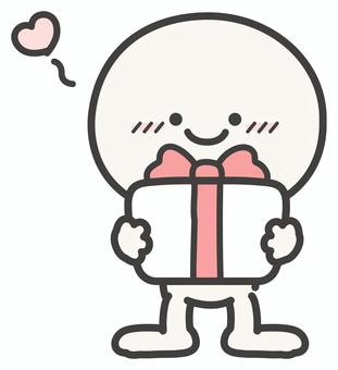 プレゼントとハートとシンプルな人物02 プレゼント,クリスマス,棒人間,バレンタイン,ハート,人物,人,笑顔,12月,冬のイラスト素材