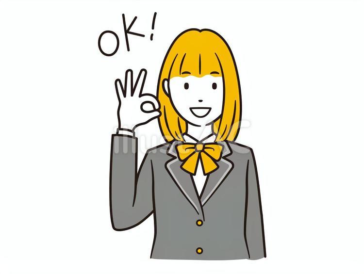OKサインをする女子学生B 学生,生徒,高校生のイラスト素材