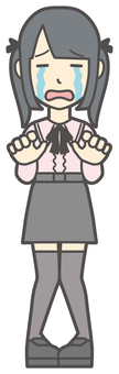  地雷系女子-205-全身 涙,地雷系,女性,女の子,ツインテール,人物,かわいい,号泣,泣く,悲しむのイラスト素材