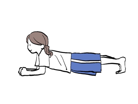 コアトレーニングをする女性のイラスト コアトレーニング,筋トレ,プランク,女性,女の人,ダイエット,トレーニング,運動,体幹,エクササイズのイラスト素材