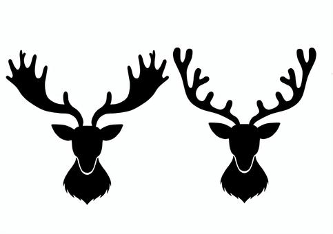 Reindeer silhouette 2 types set ③, , JPG and PNG