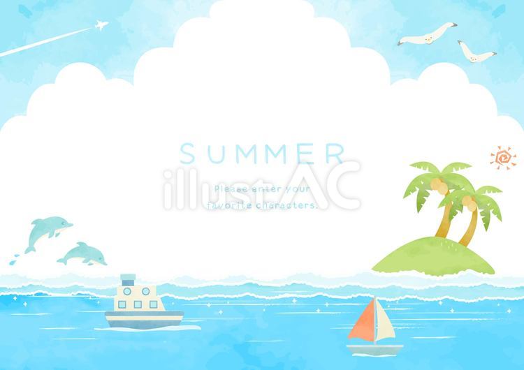 のどかな海の風景イラスト 夏,海,背景のイラスト素材
