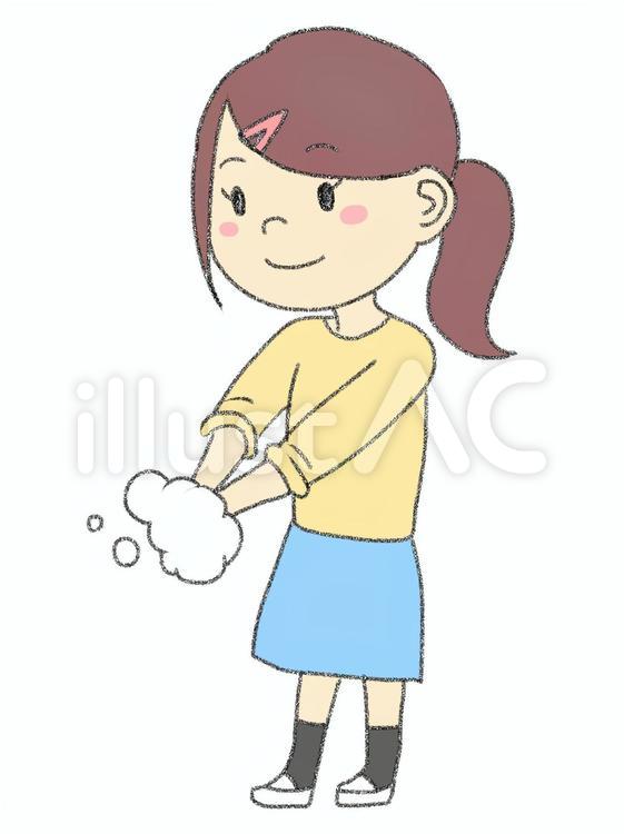 手を洗う女の子 女の子,手洗い,感染予防のイラスト素材