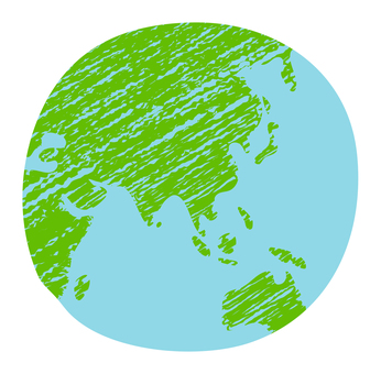 色鉛筆 手描き風地球 イラスト 地球,デフォルメ,ポップ,スケッチ,色鉛筆,ラフ,シンプル,マップ,簡略化,地図のイラスト素材