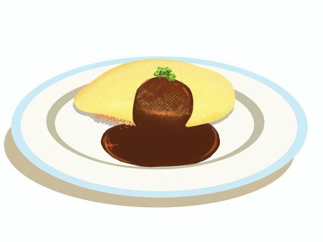 オムライス(デミグラスソース) オムライス(デミグラスソース) 食べ物,オムライス,卵,デミグラス,メニュー,ライス,レストラン,皿,料理,アイコンのイラスト素材