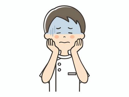 ショックを受ける男性看護師 ショックを受ける男性看護師 困る,不安,悩む,落ち込む,不調,ガーン,ショック,緊張,失敗,男性のイラスト素材