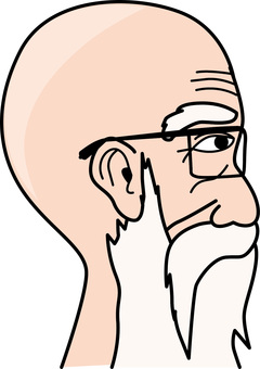 老人　 老人,眼鏡,高齢者,男性,横向き,横顔,ハゲ,ヒゲ,しわ,人物のイラスト素材