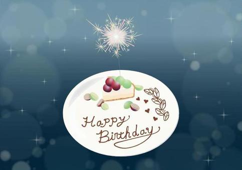 バースデープレート バースデープレート,誕生日プレート,デザートプレート,誕生日,バースデー,デザート,おしゃれなデザート,花火のイラスト素材