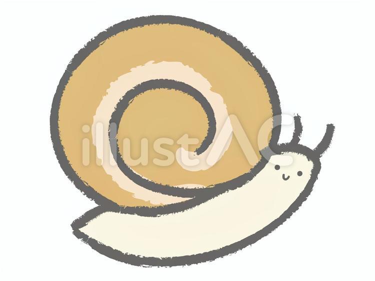 ほっこりかたつむり かたつむり,梅雨,手描きのイラスト素材