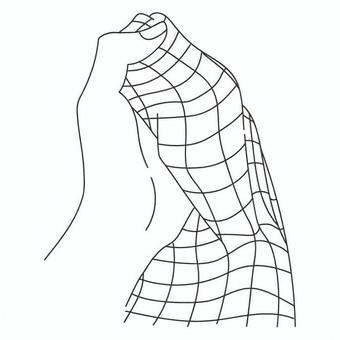 布を持つ 手,指,布,チェック柄,握る,持つ,動作,作業,片手,手元のイラスト素材