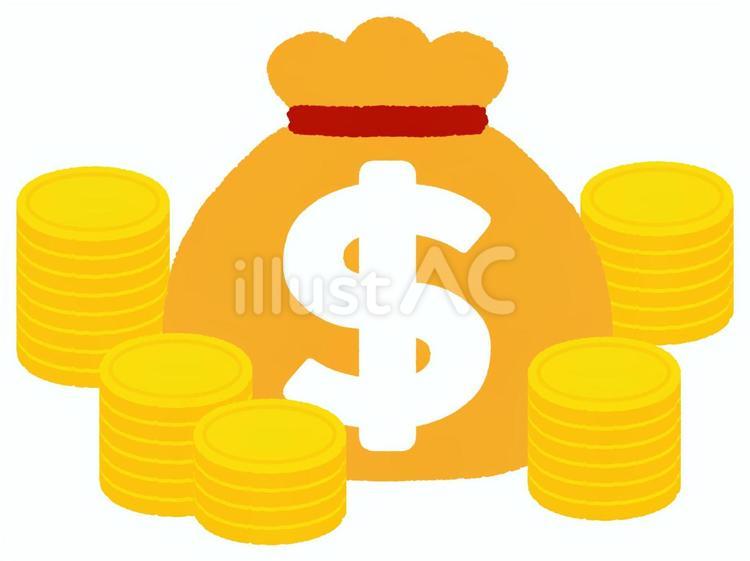 お金の袋とコイン（ドル） お金,袋,コインのイラスト素材