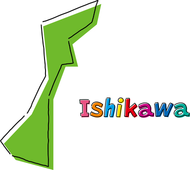 石川　手描き風のシンプルな線画の地図  石川,県,都道府県,手描き,フリーハンド,地域,地方,地図,ラフ,シンプルのイラスト素材