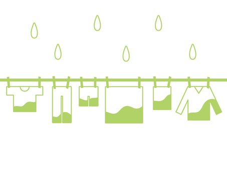 雨天、洗濯、雨の日に濡れる洗濯物 洗濯,雨,梅雨,天気,天候,雫,濡れる,湿気,家事,生活のイラスト素材