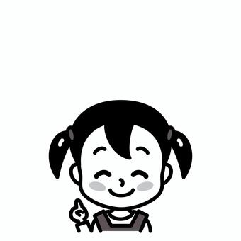 女の子　説明　白黒 女の子,白黒,説明,子供,案内,おすすめ,顔,ガイド,指,ナンバーワンのイラスト素材