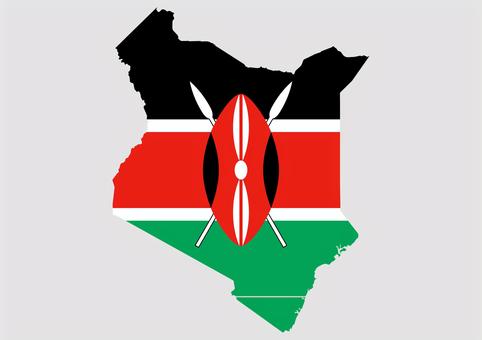 ケニアの地図（国旗柄） ケニア,地図,国旗,外国,海外,地理,土地,国土,地形,世界のイラスト素材