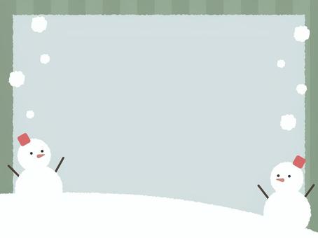 雪だるまの冬フレーム_くすみカラー