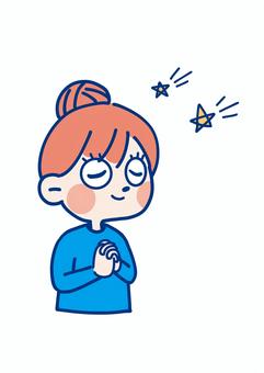 お星様にお願いをする女の子 人物,女の子,星,願い事,お祈りのイラスト素材