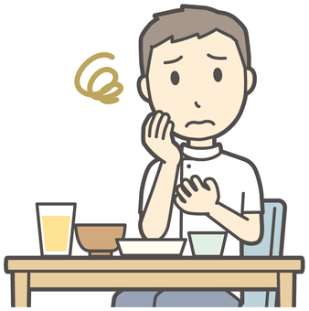  理学療法士男-332-バスト 胃もたれ,理学療法士,整体師,白衣,医療,病院,柔道整復師,カイロプラクティック,鍼灸師,マッサージ師のイラスト素材