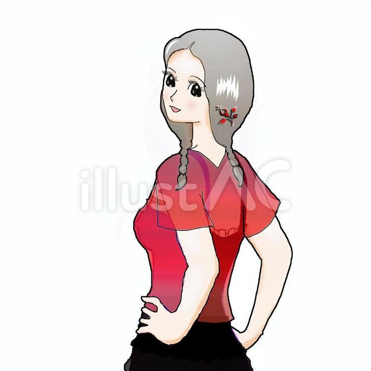 ちょっとふりむいて 少女,ふりむき,笑顔のイラスト素材
