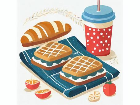 Illustration, sandwich, juice, lunch, 