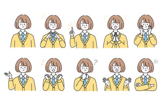 Illustration, gesture, female student, sweater, 