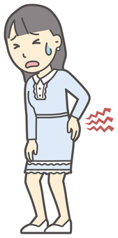  ワンピースお嬢様-078-全身 腰痛,お嬢様,女性,女の子,オシャレ,人物,かわいい,ぎっくり腰,神経痛,症状のイラスト素材