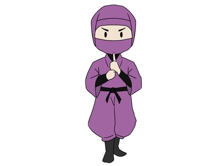 忍者 紫 ポーズ１ 忍者,印,印を結ぶ,頭巾,忍,忍び装束,日本,ニンジャ,ninja,和風のイラスト素材