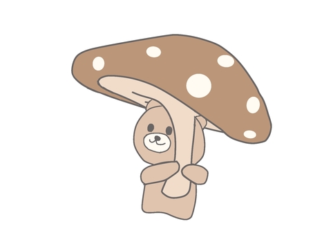 きのこのカサを持つクマさん きのこ,クマ,カサ,動物,植物のイラスト素材