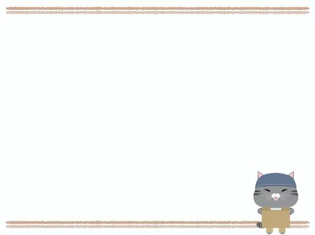配達員_猫 配達員,猫,さばとら,笑顔,動物,かわいい,宅配,配達,荷物,フレームのイラスト素材