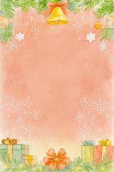 クリスマス　縦　フレーム クリスマス,イルミネーション,ベル,プレゼント,christmas,xmas,シンプル,おしゃれ,水彩,赤のイラスト素材