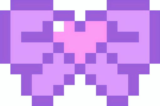 ドット絵のハートリボン リボン,ハート,紫,ゆめかわいい,かわいい,ポップ,ファンシー,メルヘン,パステルカラー,ドット絵のイラスト素材
