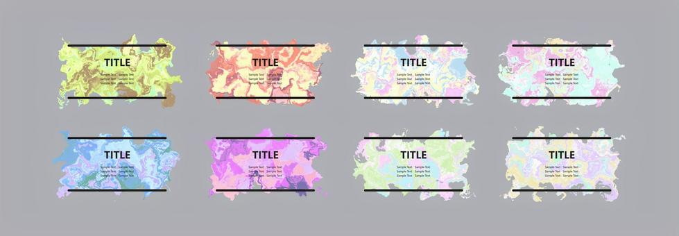 パステルカラーのマーブルフレームとラベル カラフル,パステルカラー,淡い,明るい,柔らかい,液,リキッド,インク,にじみ,滲むのイラスト素材