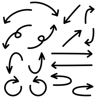 矢印　セット 矢印,右,左,上,下,横,向き,セット,シンプル,白黒のイラスト素材