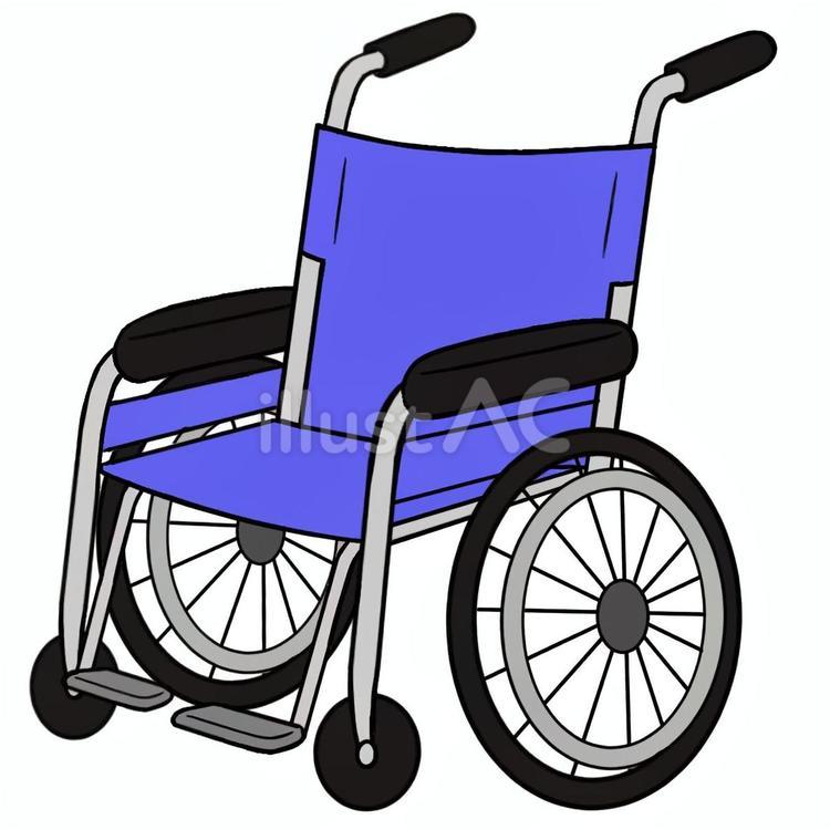 車いす　青色 車椅子,病院,医院のイラスト素材