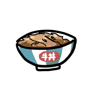 牛丼 牛丼,定食,ごはん,ファストフード,牛,米のイラスト素材