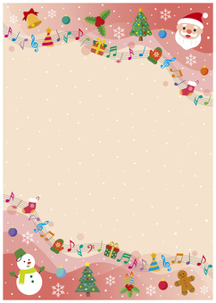 楽しいクリスマス★音楽音符フレーム5 クリスマス,クリスマスツリー,プレゼント,飾り,サンタクロース,雪だるま,オーナメント,ヒイラギ,リボン,もみの木のイラスト素材