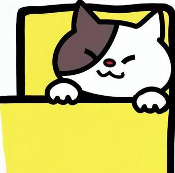 猫がダンボールから顔を出しているイラスト 猫,ネコ,ねこ,かわいい,イラスト,動物,段ボール,ダンボール,箱,かくれんぼのイラスト素材