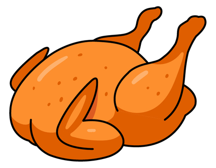 #3484クリスマスターキー クリスマスターキー,ターキー,ローストチキン,チキン,丸鶏,焼き鳥ではない,鶏料理,肉料理,クリスマス料理,食べ物のイラスト素材