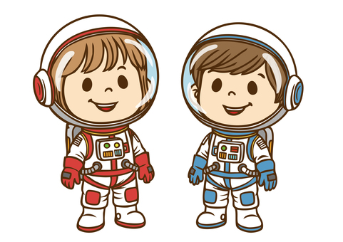 子供職業体験「宇宙飛行士」 宇宙飛行士,宇宙,パイロット,アストロノート,コスモノート,スペースマン,スペースシャトル,宇宙船,ロケット,少年のイラスト素材