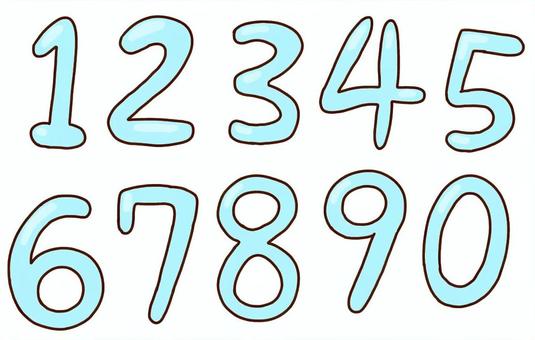 青の数字セット 数字,ナンバー,番号,文字,かわいい,手書きのイラスト素材