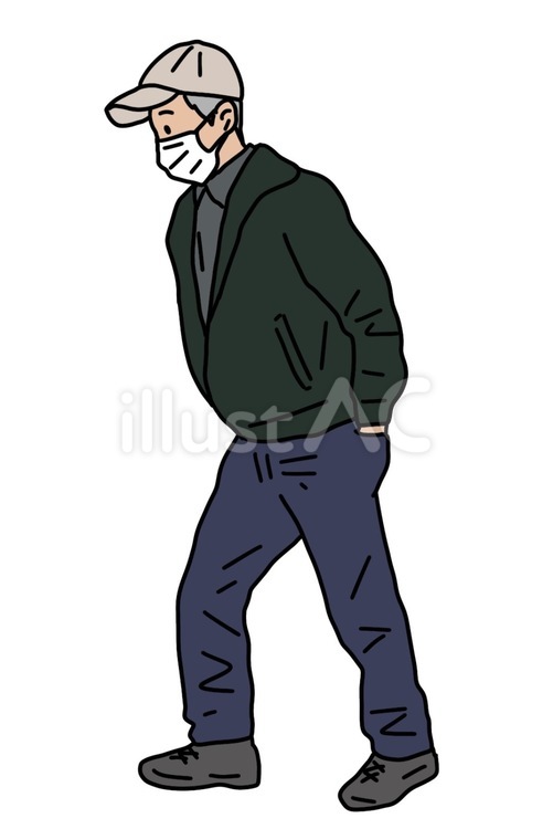 お爺さん 男性,歩行,歩くのイラスト素材