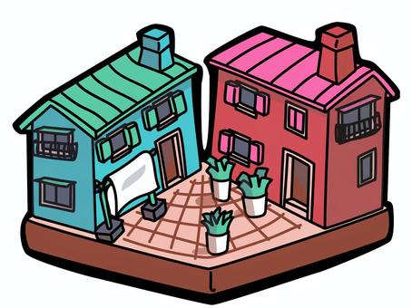 外国風のカラフルな家 外国風のカラフルな家 家,街並み,街並,箱庭,外国風のイラスト素材